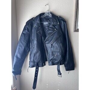 Vintage FMC Punk Rock Ramones Style Biker Moto Leather Jacket Men’s Size 50